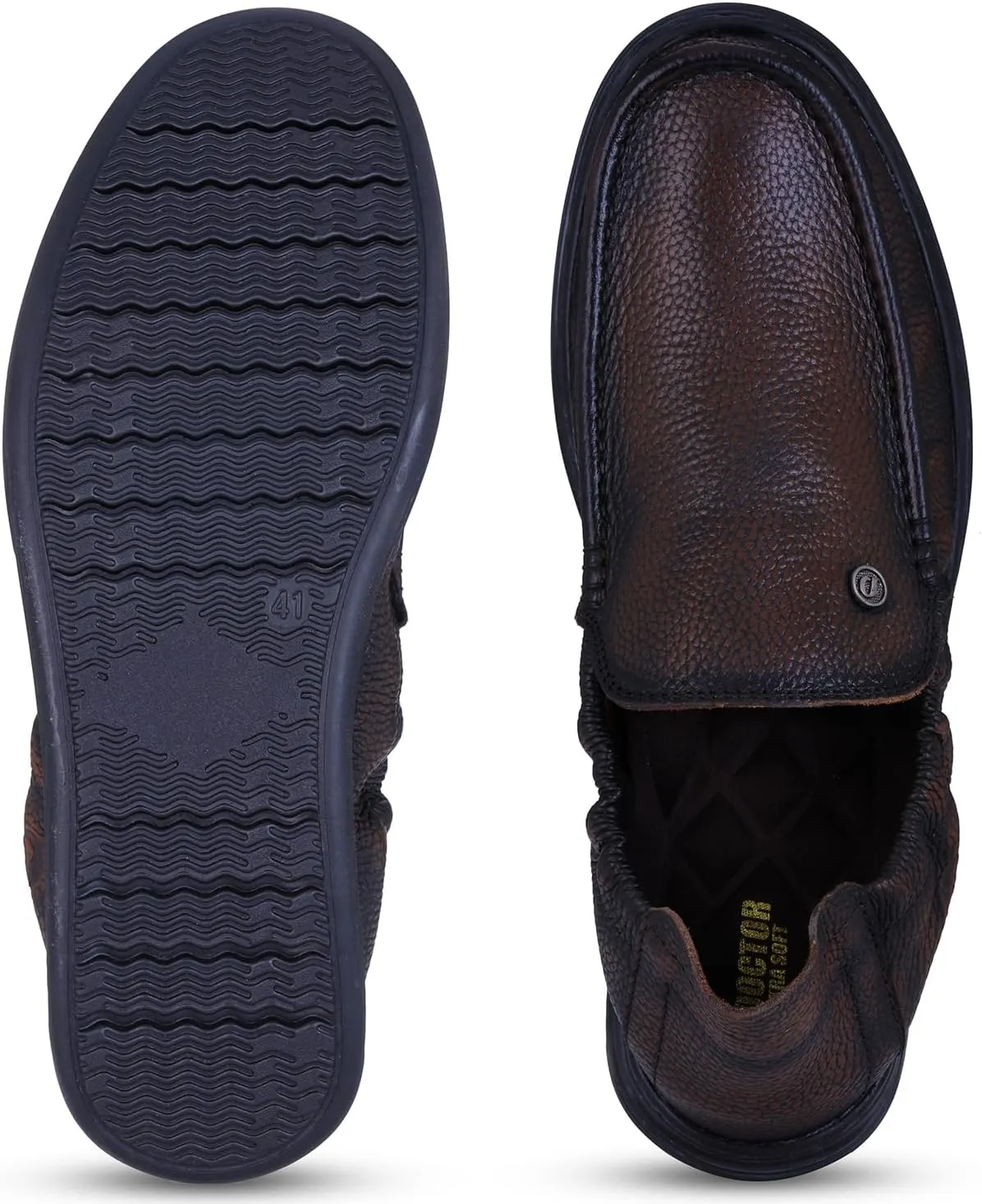 Classic Genuine Leather Formal Shoes for Men with Memory Foam Cushion| Ultra Lightweight & Comfortable|Stylish & Flexible|Parties,Occasions,Office,Wedding,Casual|Black Slip On D-805