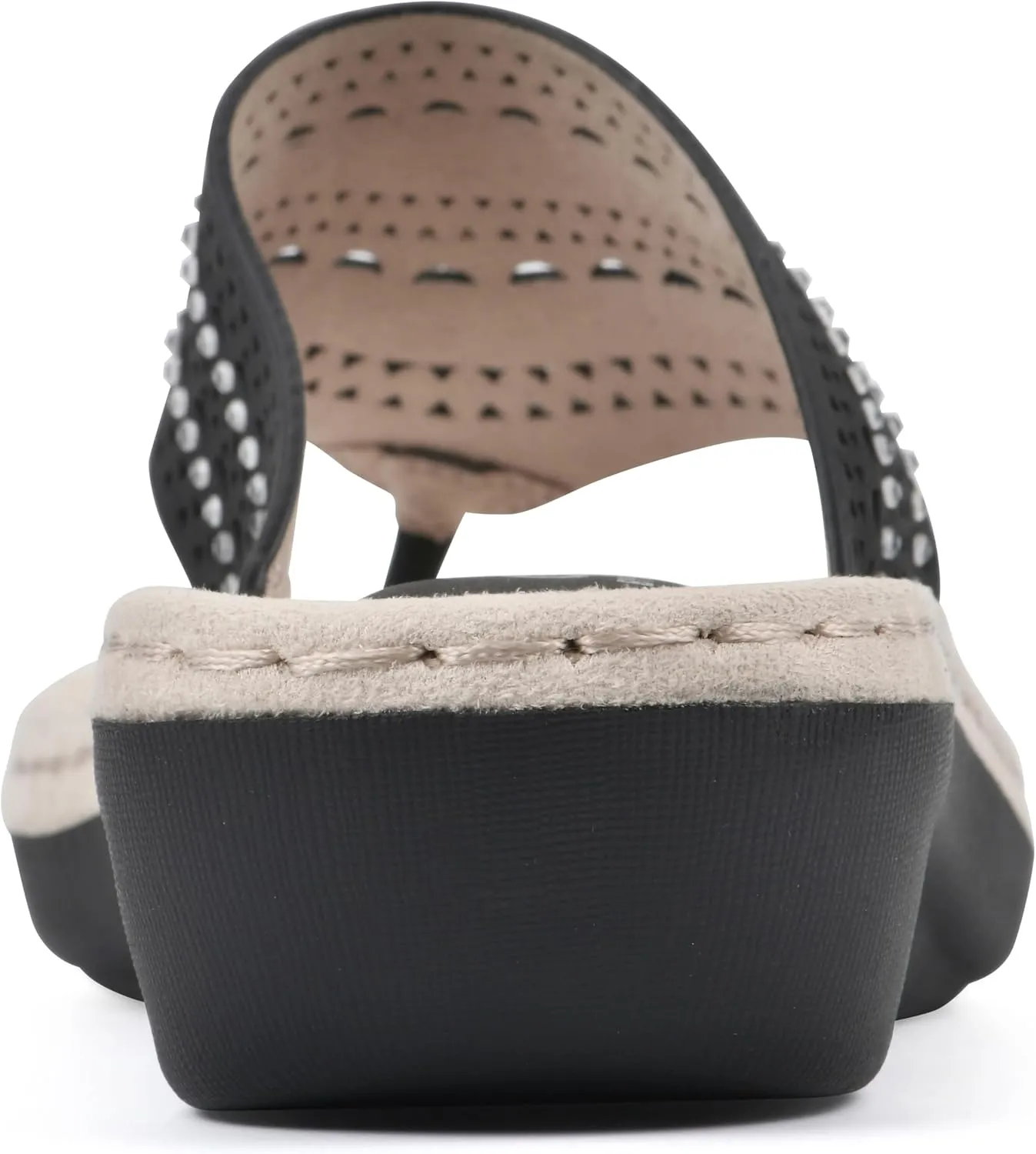 CLIFFS BY WHITE MOUNTAIN Women's Comate Rhinestoned Mini Wedge Flip Flop Sandal