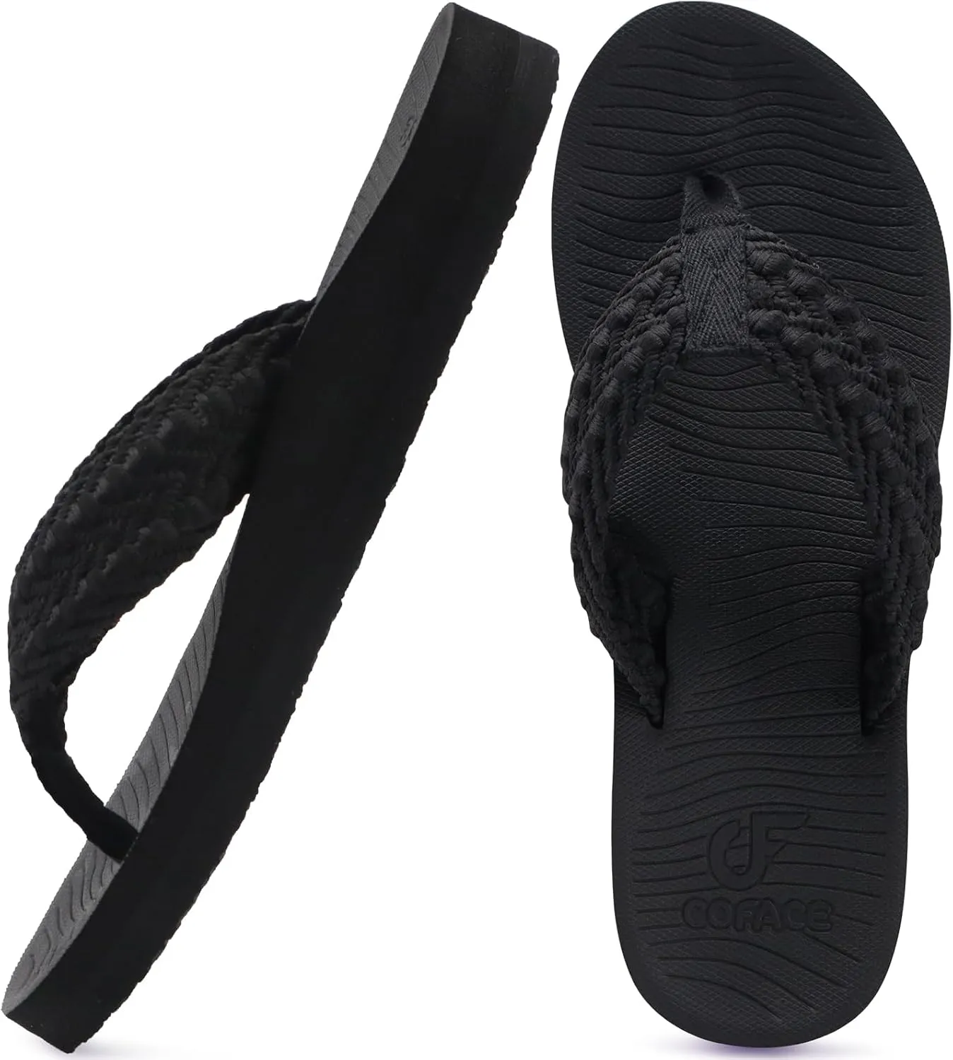 COFACE Womens Orthopedic Flip Flops Comfortable Orthotic Sandals Cushion Recovery Plantar Fasciitis Walking Slip On Ladies Flip Flops for Woman Size 5-11