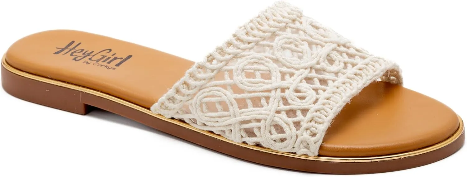 Corkys Footwear Hey Beach Women's Crochet Flat Slip-On Sandal