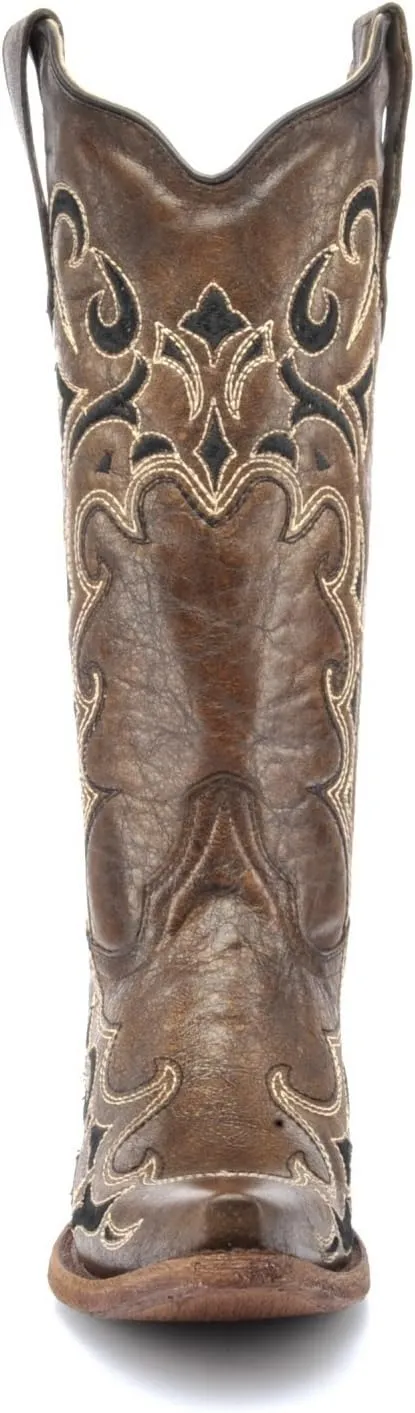 Corral Boots Women's Brown/Black Side Embroidery Western Boot