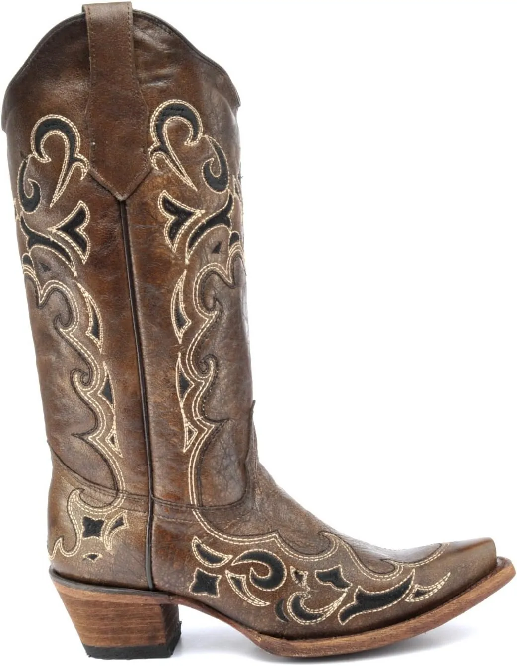 Corral Boots Women's Brown/Black Side Embroidery Western Boot