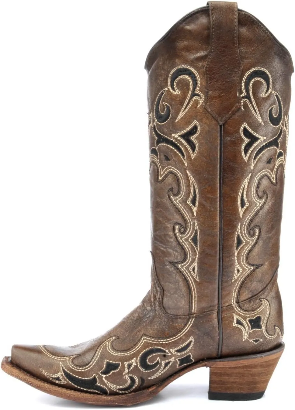 Corral Boots Women's Brown/Black Side Embroidery Western Boot