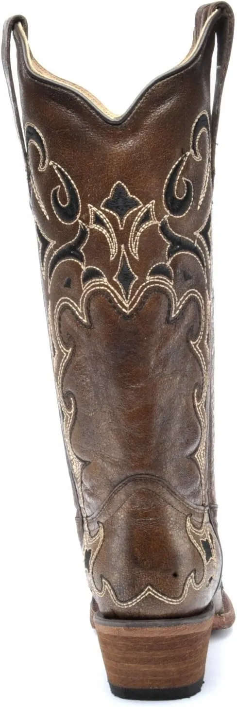 Corral Boots Women's Brown/Black Side Embroidery Western Boot