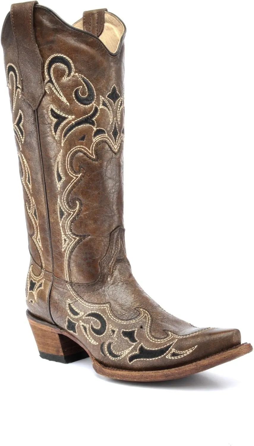 Corral Boots Women's Brown/Black Side Embroidery Western Boot