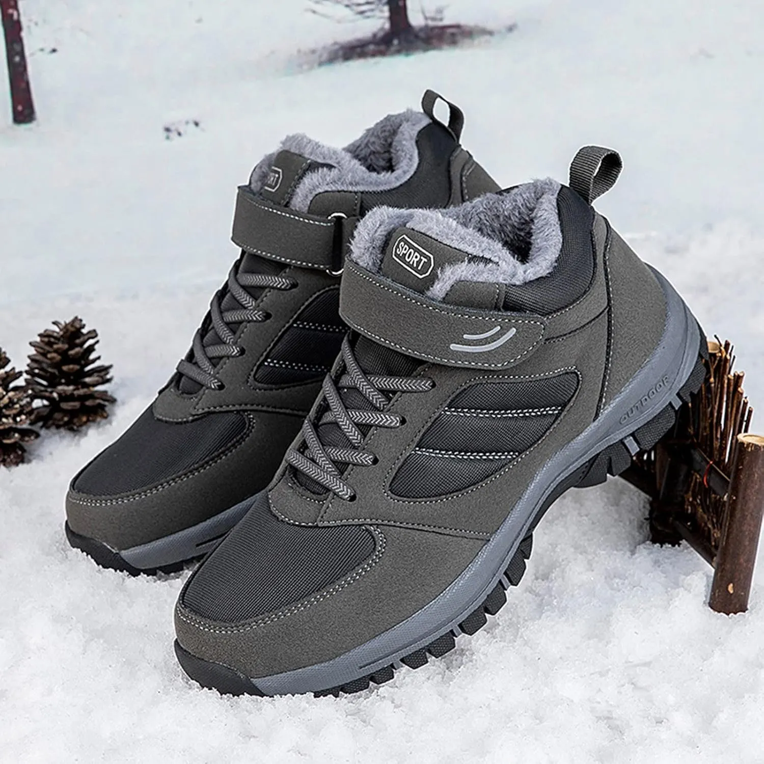 Couple Models Men's Middle and Elderly High Top Plus Velvet Thickening Non Slip Wear Comfortable Men's Athletic Sneaker Water