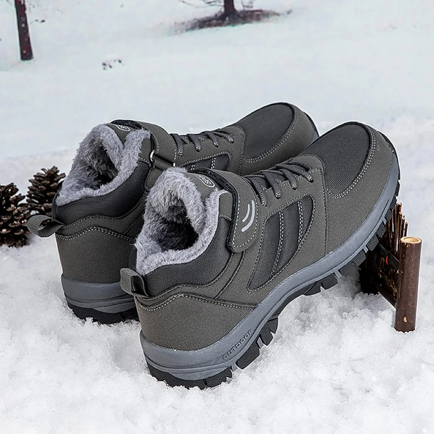 Couple Models Men's Middle and Elderly High Top Plus Velvet Thickening Non Slip Wear Comfortable Men's Athletic Sneaker Water