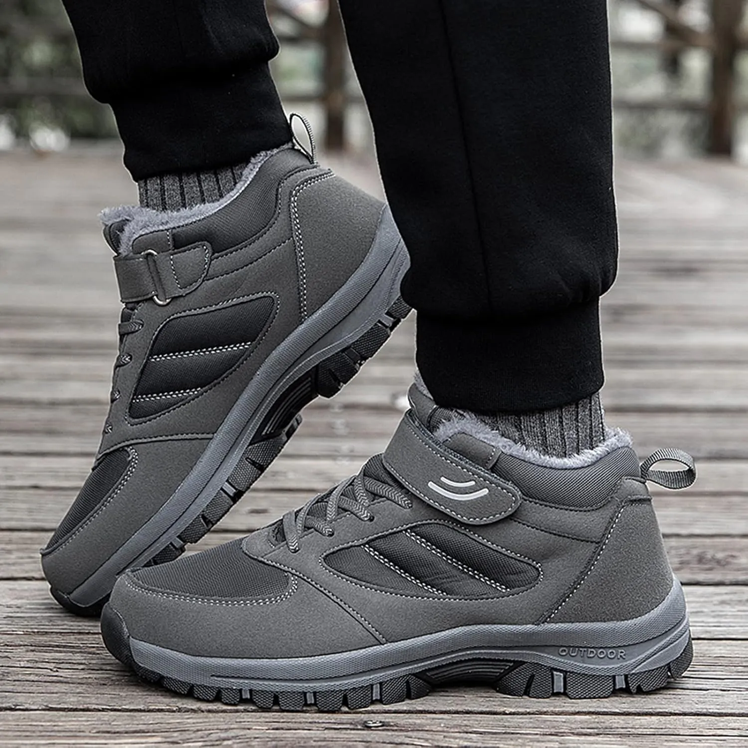 Couple Models Men's Middle and Elderly High Top Plus Velvet Thickening Non Slip Wear Comfortable Men's Athletic Sneaker Water