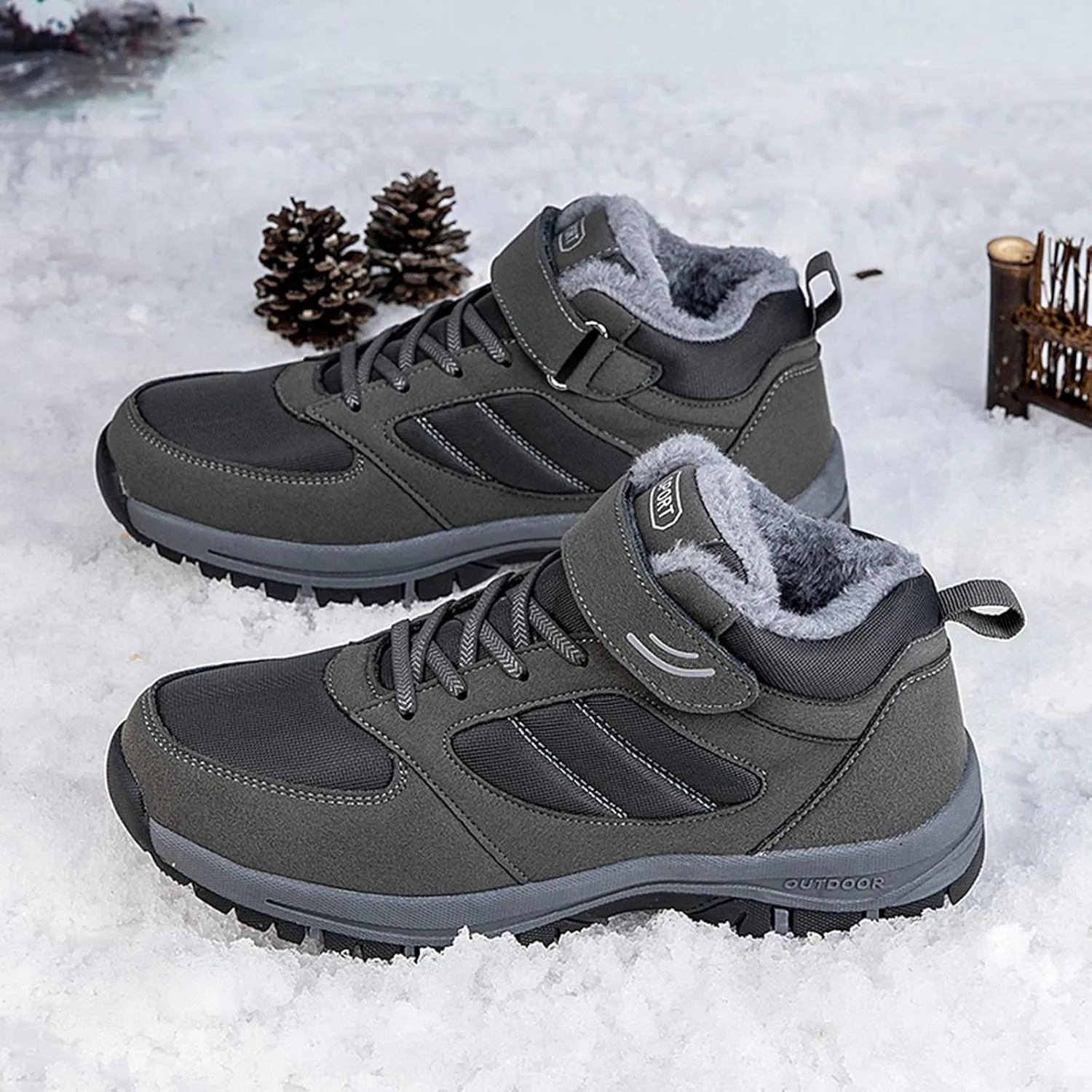 Couple Models Men's Middle and Elderly High Top Plus Velvet Thickening Non Slip Wear Comfortable Men's Athletic Sneaker Water