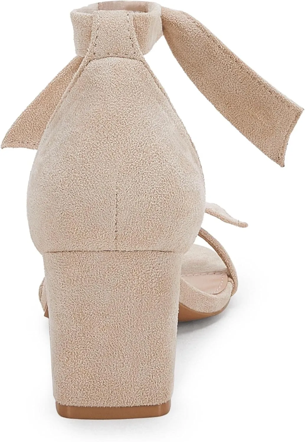 Coutgo Womens Bowknot Ankle Strap Heeled Sandals Mid Block Heel Round Open Toe Summer Wedding Dress Shoes