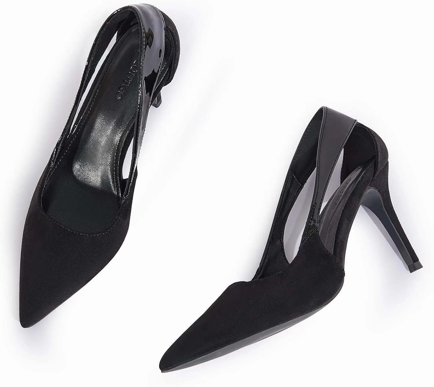 Coutgo Womens Dressy Heels Shoes Closed Pointed Toe Cut Out Pumps Casual Work Shoes
