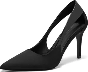 Coutgo Womens Dressy Heels Shoes Closed Pointed Toe Cut Out Pumps Casual Work Shoes