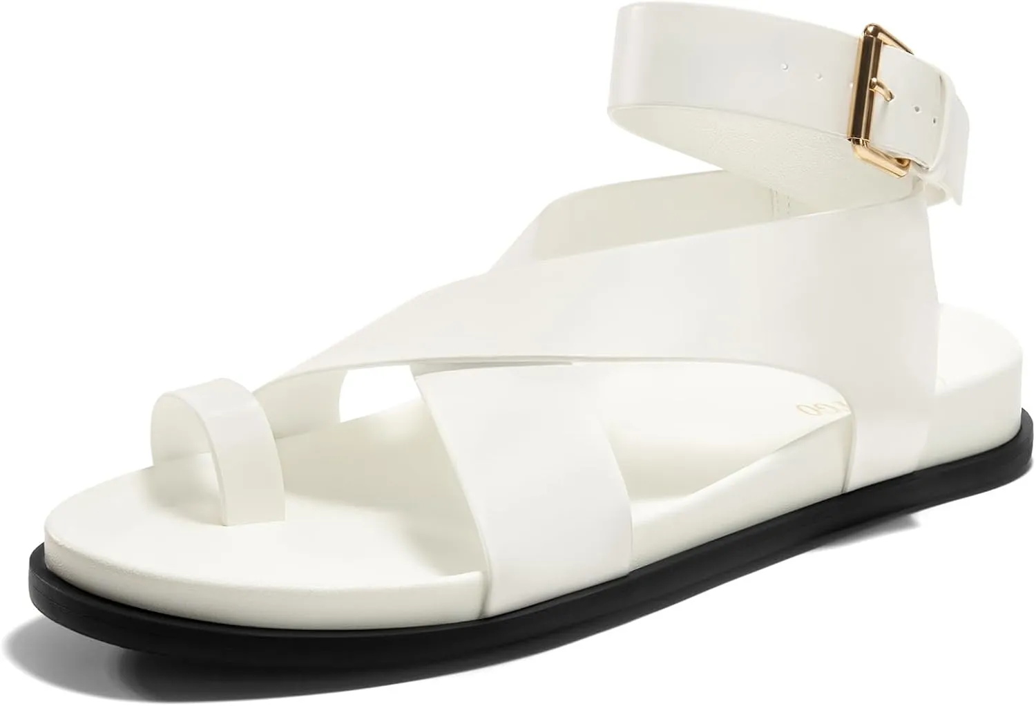 Coutgo Womens Flat Thong Sandals Beach Criss Cross Ankle Buckle Strap Comfortable Footbed Summer Sandal
