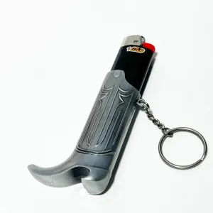 Cowboy Boot Lighter Case and Bottle Opener Keychain Ring For by HMC Gold, Silver, Antique Copper Vintage Style (Silver)