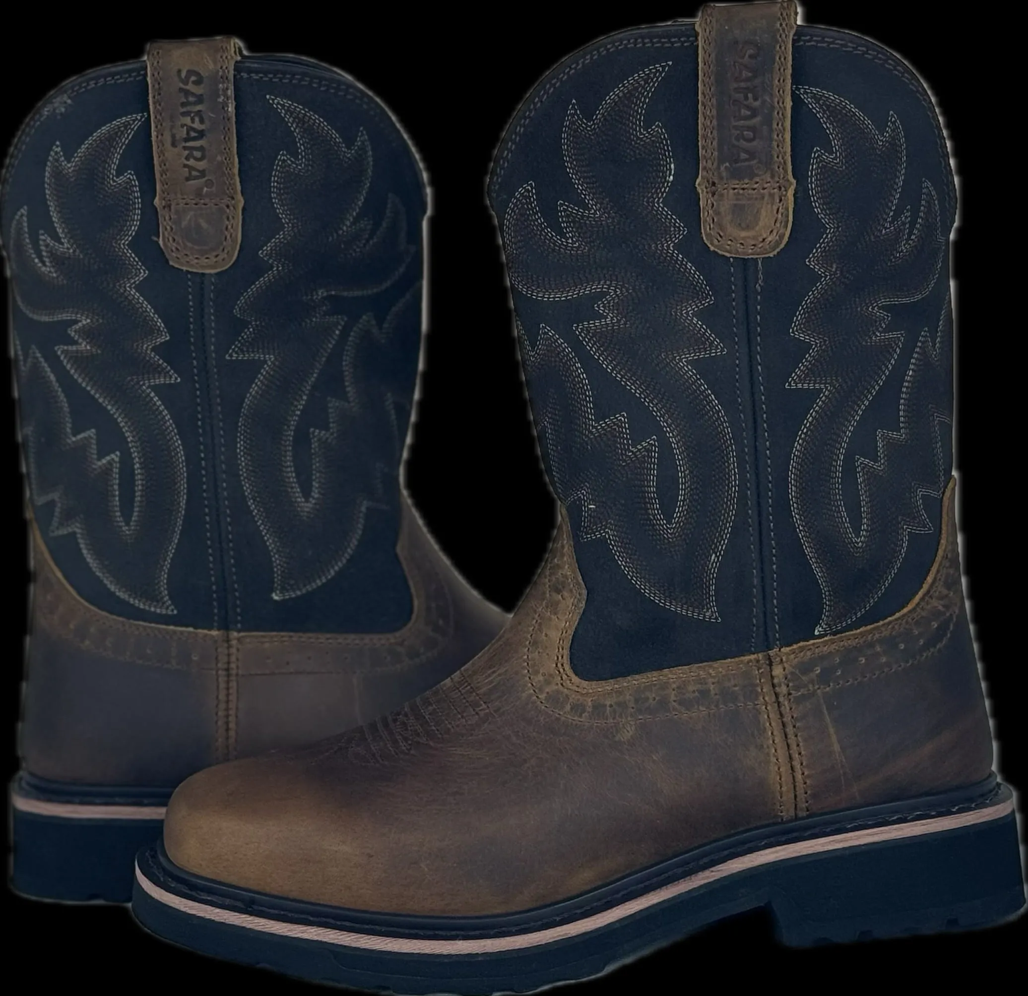 Cowboy Boots For Men - Mens Sport Wide Square Toe Western Boot, Oil/Slip Resistant, Durable Fashionable Classic Pull on 10 Inch Wellington Boots - Soft Toe-1023