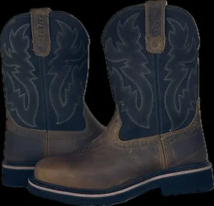 Cowboy Boots For Men - Mens Sport Wide Square Toe Western Boot, Oil/Slip Resistant, Durable Fashionable Classic Pull on 10 Inch Wellington Boots - Soft Toe-1023