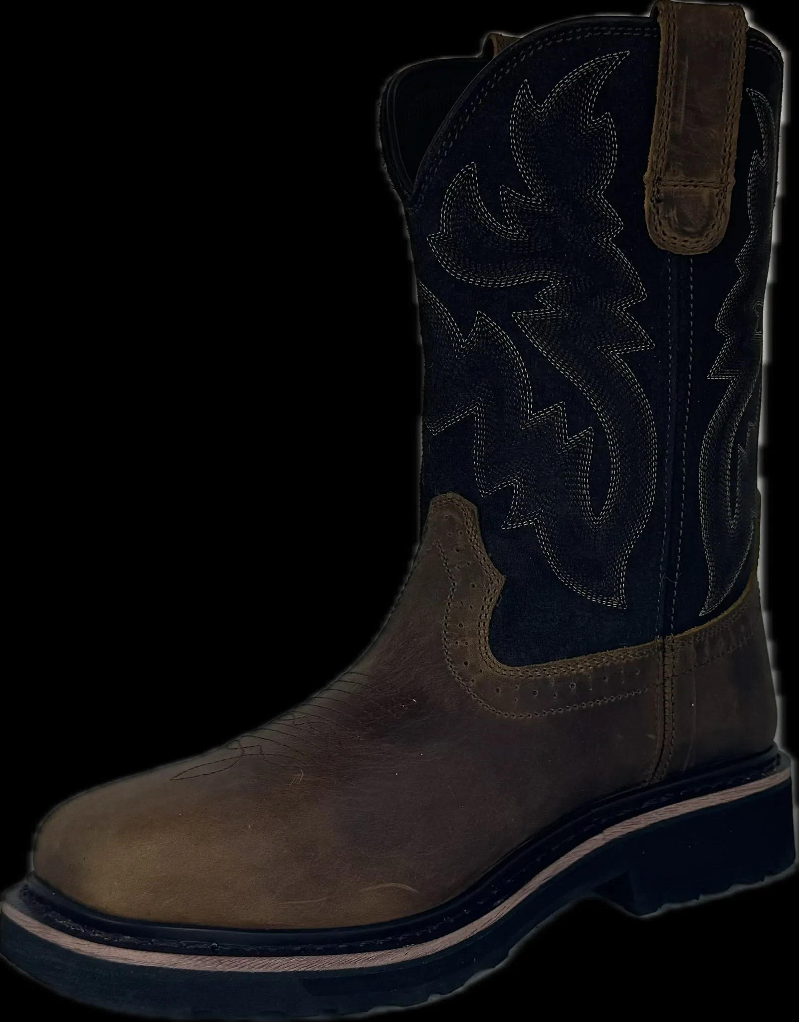 Cowboy Boots For Men - Mens Sport Wide Square Toe Western Boot, Oil/Slip Resistant, Durable Fashionable Classic Pull on 10 Inch Wellington Boots - Soft Toe-1023