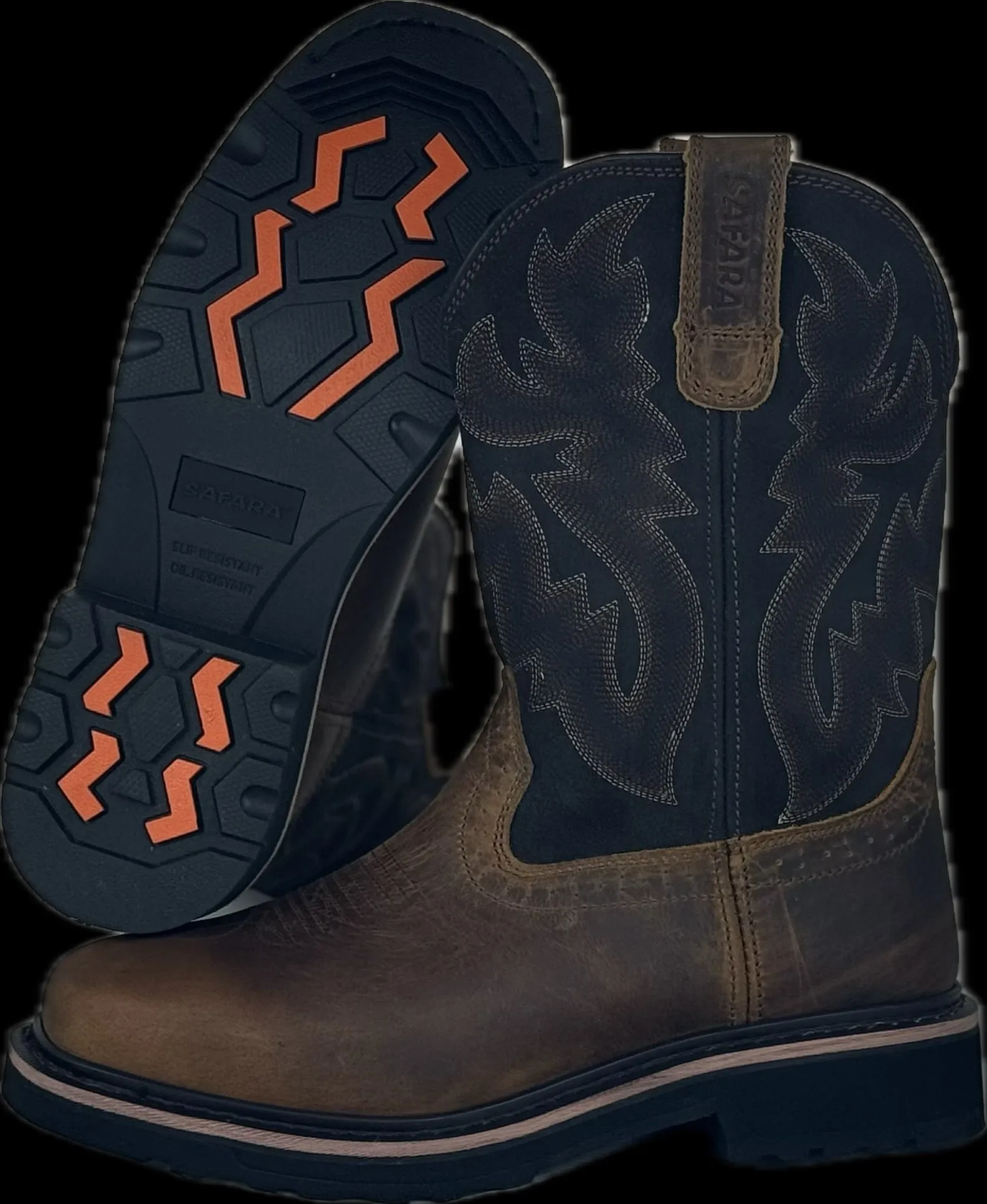 Cowboy Boots For Men - Mens Sport Wide Square Toe Western Boot, Oil/Slip Resistant, Durable Fashionable Classic Pull on 10 Inch Wellington Boots - Soft Toe-1023