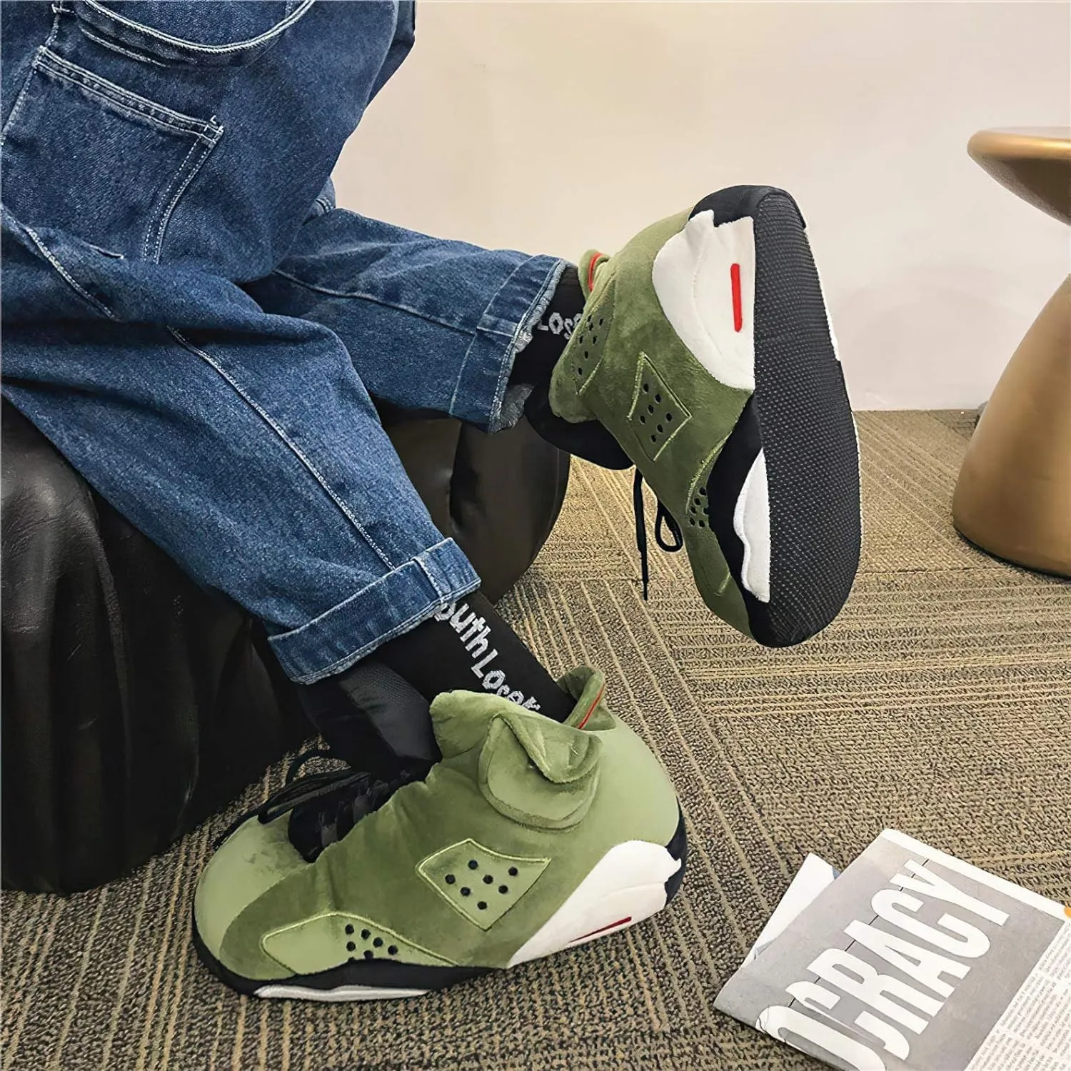 Cozy Unisex Sneaker Slippers - Trendy, Comfy Kicks for Indoors with Non-Slip Soles, Soft Plush & One-Size Fits Most