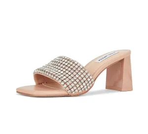 Crytals Easy returns Steve Mid Open Block Slip On Sandals Laney Heel Details Worldwide coverage Blush Madden Toe