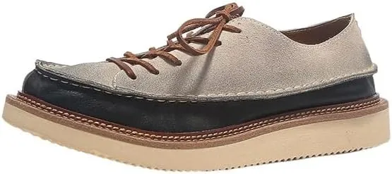 CSCDD Men's Casual Stitching Design Anti-Suede Brushed Leather Shoes Soft Sole Breathable Loose Flat Sole Suitable for Daily Wear Commuting
