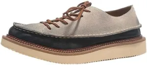 CSCDD Men's Casual Stitching Design Anti-Suede Brushed Leather Shoes Soft Sole Breathable Loose Flat Sole Suitable for Daily Wear Commuting