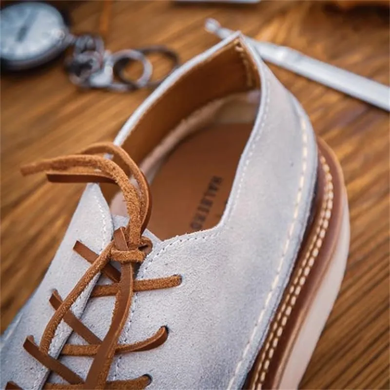 CSCDD Men's Casual Stitching Design Anti-Suede Brushed Leather Shoes Soft Sole Breathable Loose Flat Sole Suitable for Daily Wear Commuting