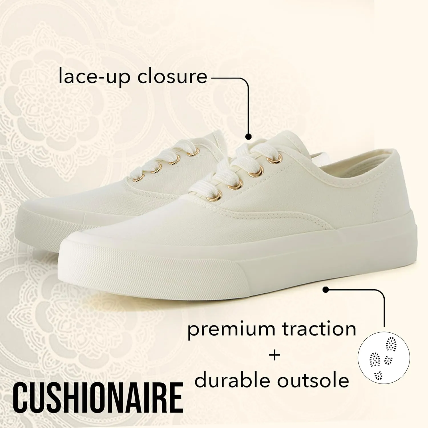 CUSHIONAIRE Women’s Freshman Canvas Lace-Up Sneaker with Memory Foam, Wide Widths Available | Casual Walking Shoes, Lightweight & Comfortable