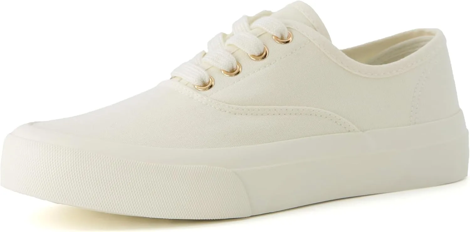 CUSHIONAIRE Women’s Freshman Canvas Lace-Up Sneaker with Memory Foam, Wide Widths Available | Casual Walking Shoes, Lightweight & Comfortable
