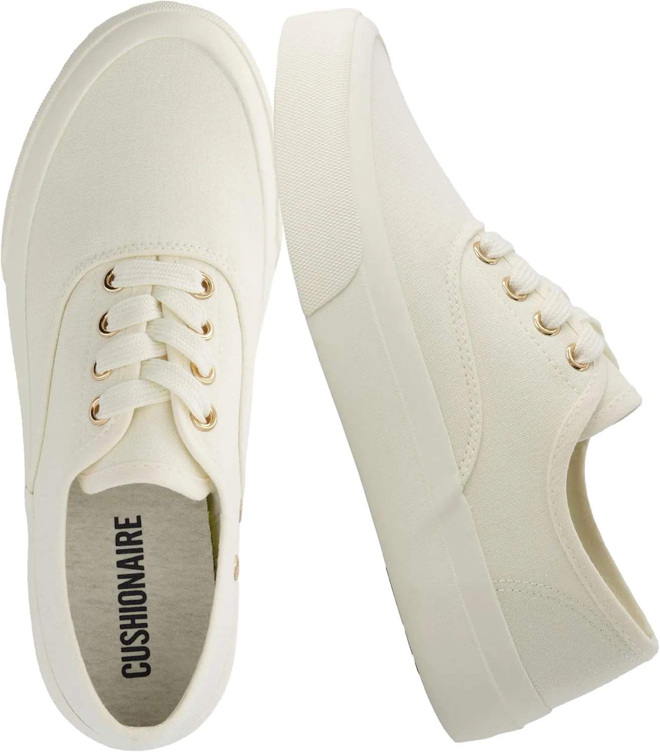 CUSHIONAIRE Women’s Freshman Canvas Lace-Up Sneaker with Memory Foam, Wide Widths Available | Casual Walking Shoes, Lightweight & Comfortable