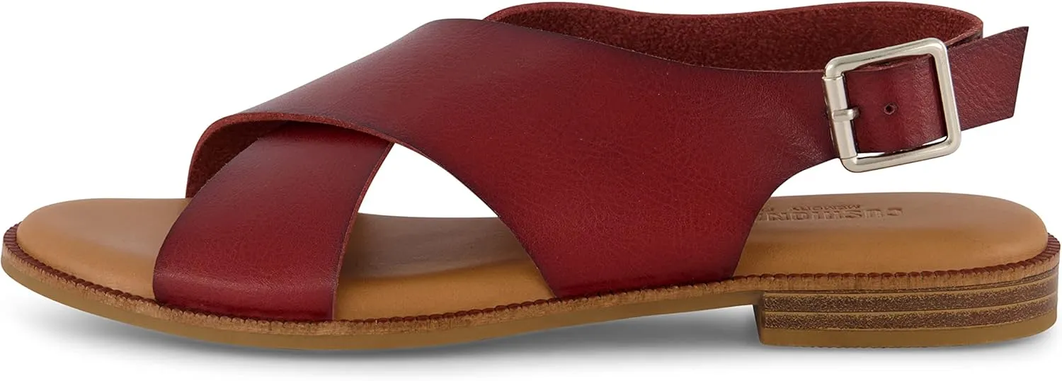 CUSHIONAIRE Women's Lake cross band sandal  Memory Foam