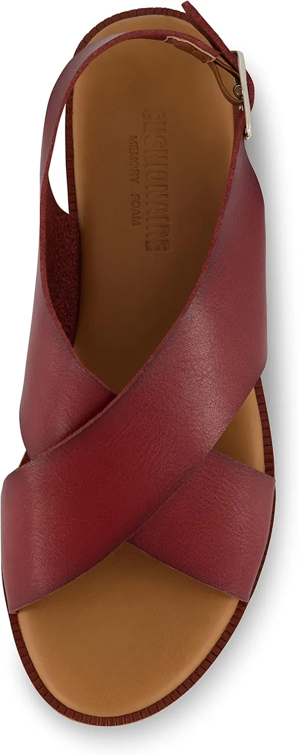 CUSHIONAIRE Women's Lake cross band sandal  Memory Foam