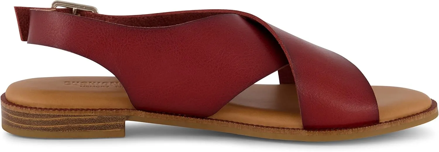 CUSHIONAIRE Women's Lake cross band sandal  Memory Foam