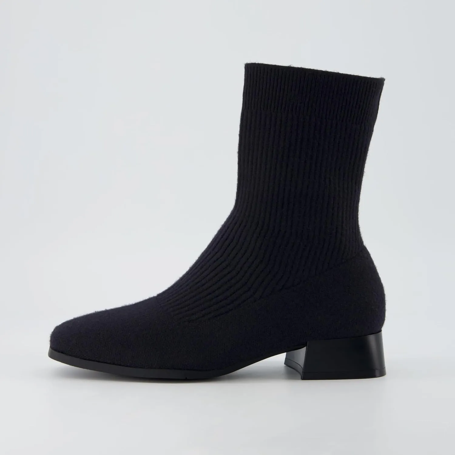 CUSHIONAIRE Women's Russel Knit Ankle Boot with Block Heel  Memory Foam, Wide Widths Available
