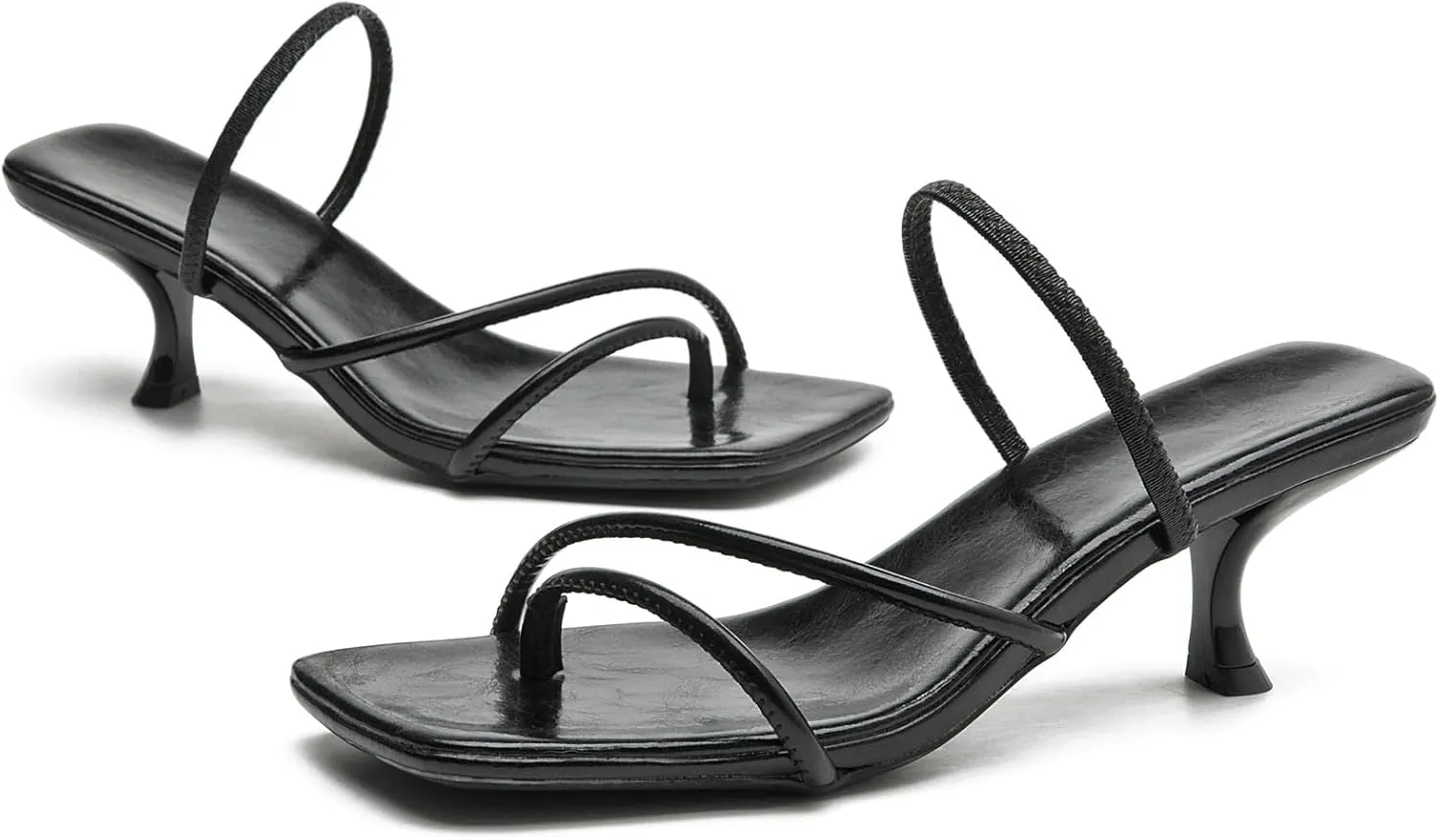 DADAWEN Women's kitten Heels Thong Sandals Strappy Open Square Toe Flip Flop Heels Sexy Fashion Comfort Summer Dressy Party Heeled Sandals