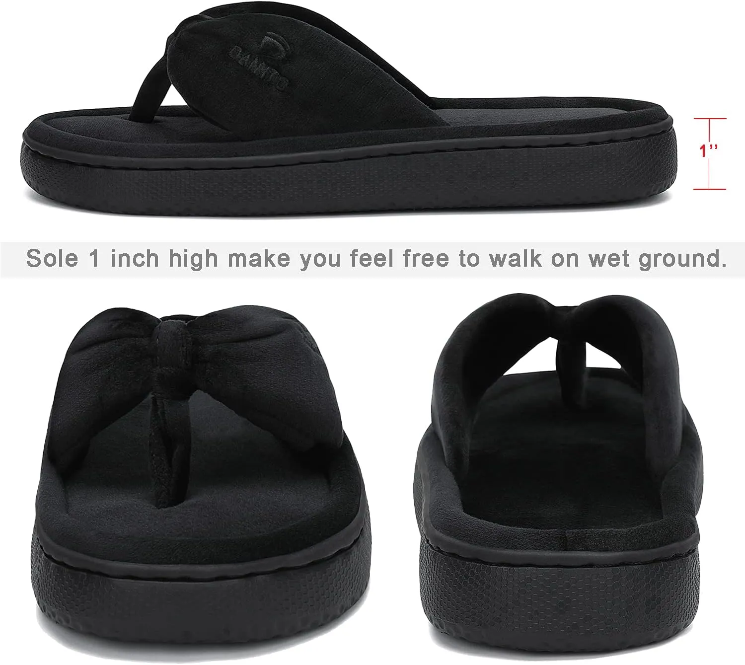Dannto Women's House Slippers Memory Foam Flip Flops Thong Indoor Shoes Open Toe