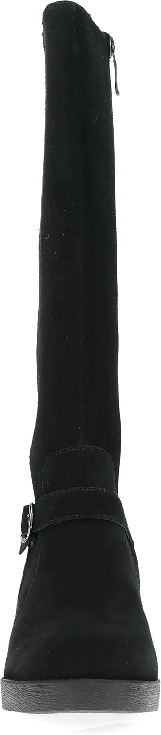 Dansko Shelia Wedge Boot for Women - Durable Waterproof Leathers and Leather-Stacked Heel - Buckle Detail and Tall Shaft for Seasonal Style