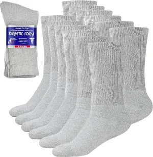 Debra Weitzner Diabetic Socks For Men and Women Loose Fit Non-Binding Cotton Crew Socks 6 Pairs