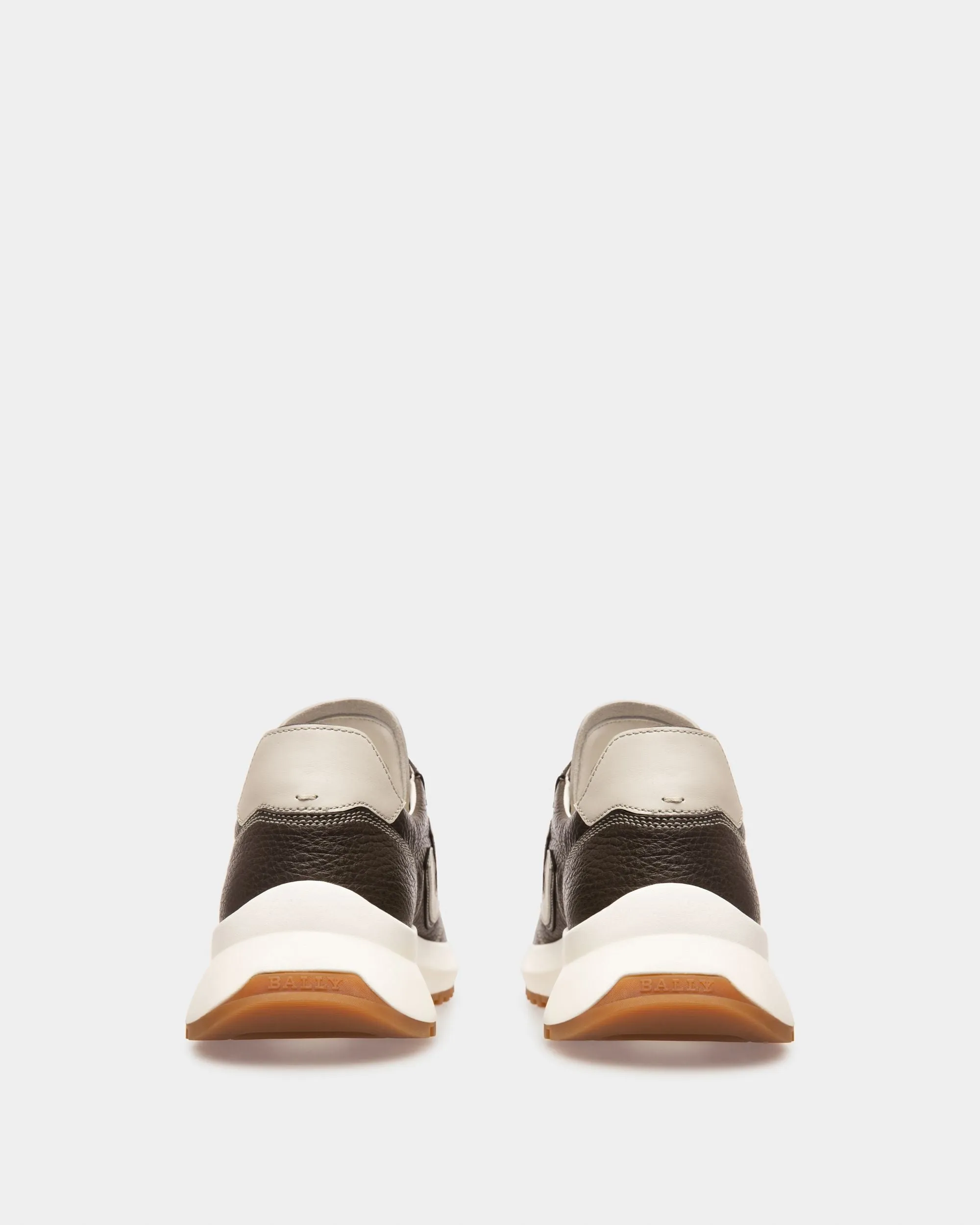 Demyl Leather Sneakers In Army Green & White