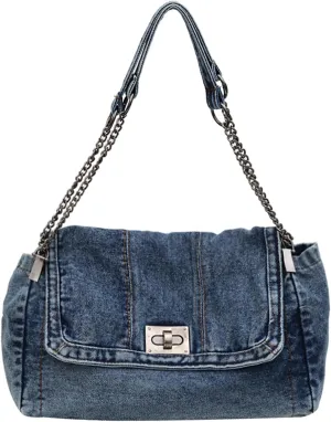 Denim Purse, Denim Crossbody Bag Y2K Jean Purses for Women Trendy Flip Shoulder Handbag