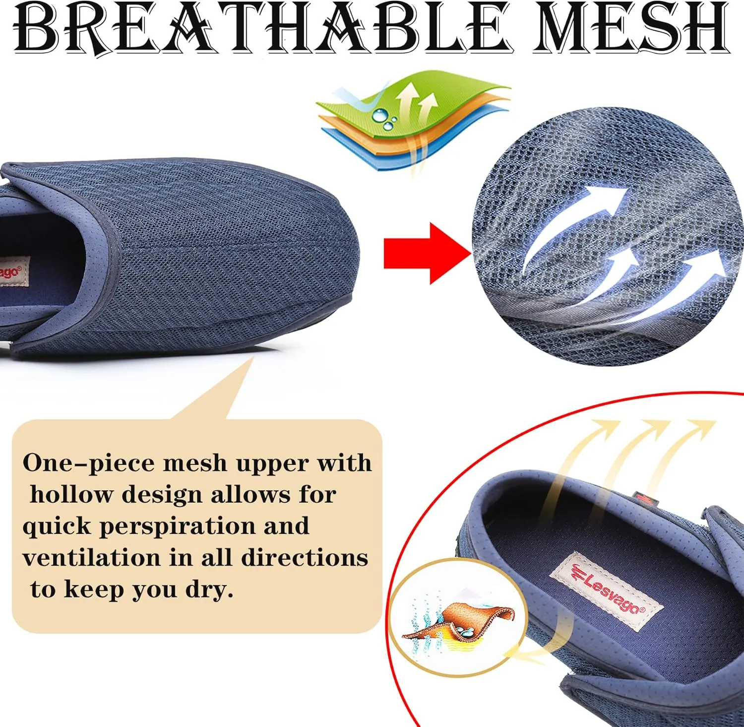 Diabetic Extra Wide Width Shoes for Men Breathable Mesh Walking Shoes Walking Shoes for Elderly,Edema,Swollen Feet