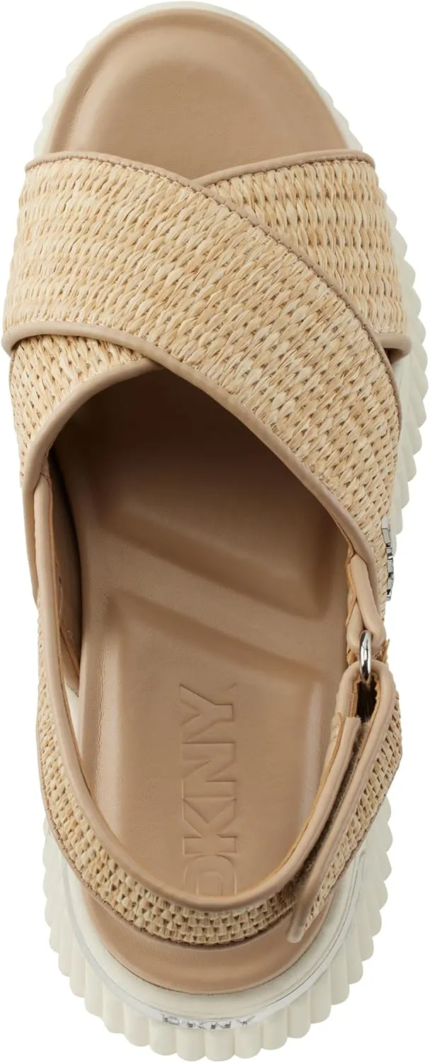 DKNY Women's Malai Woven Crisscross Slingback Platform Sandal