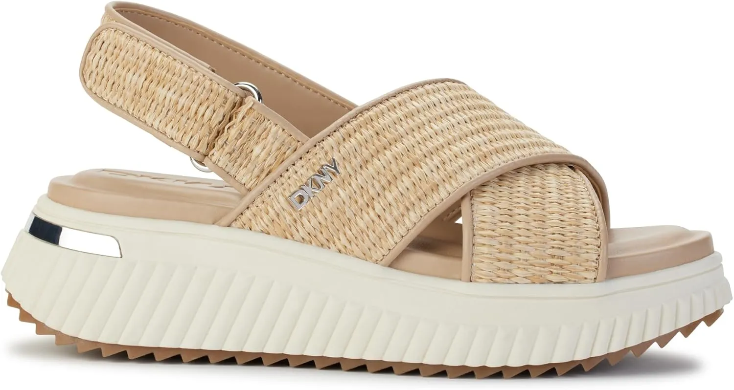 DKNY Women's Malai Woven Crisscross Slingback Platform Sandal