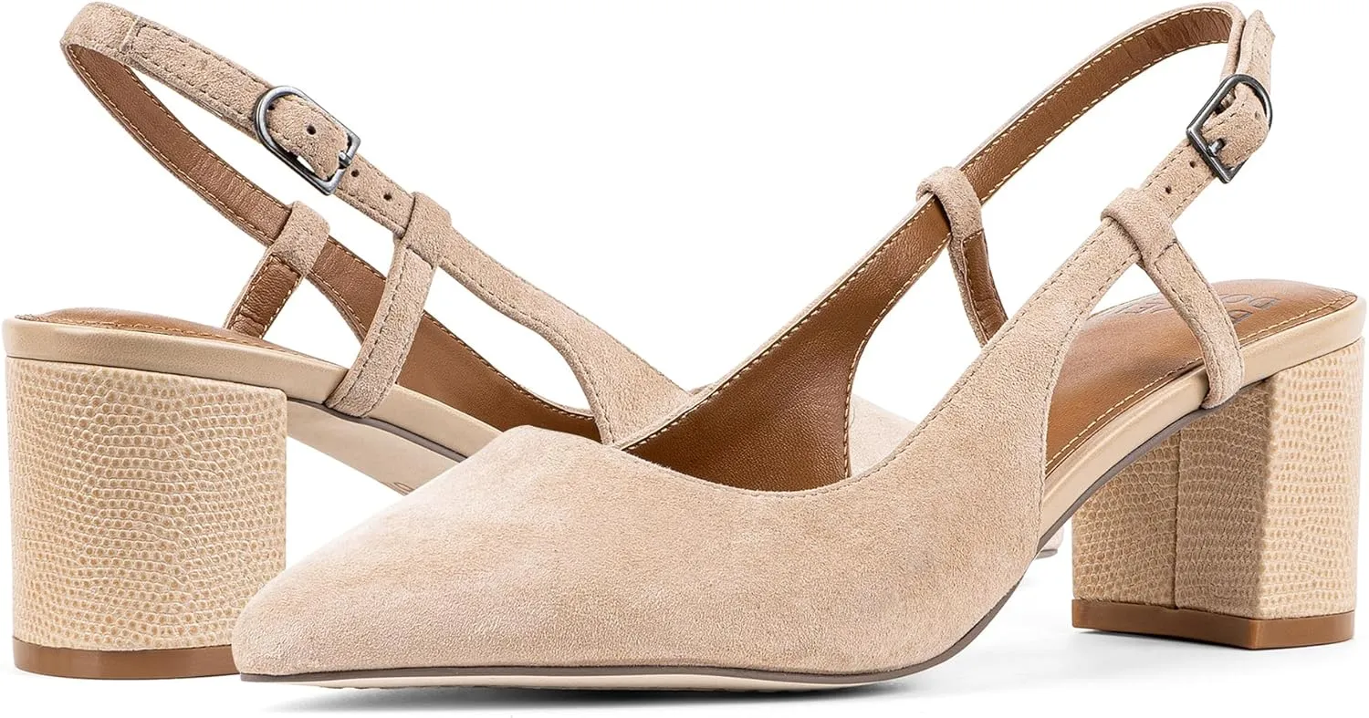 Donald Pliner Women’s SHANIE Slingback Pump Heel, 2" Block Heel Shoes for Comfort, Women’s Heels with Padded Insole