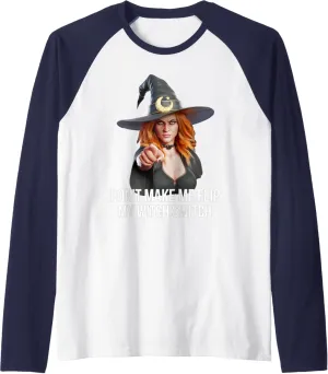 Don't Make Me Flip My Witch Switch Funny Halloween Raglan Baseball Tee