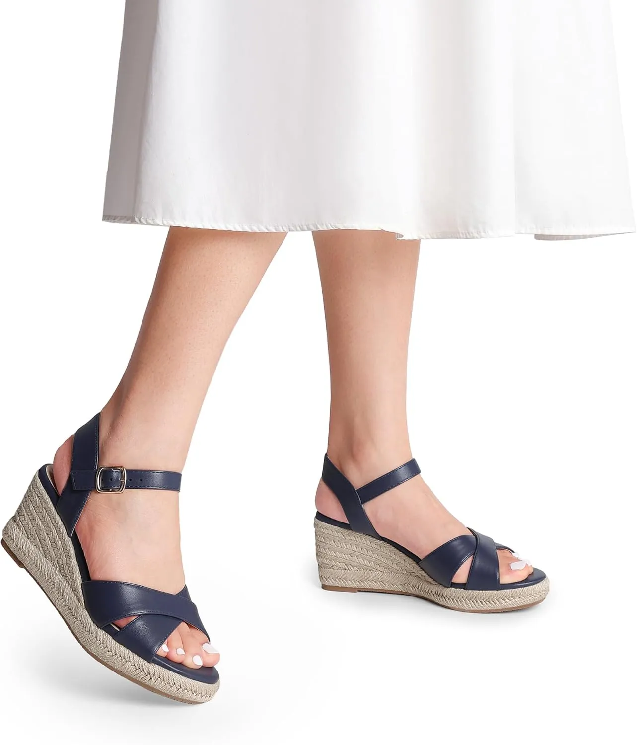 DREAM PAIRS Espadrille Dressy Wedge Sandals, Women's Platform Sandals Casual Summer, Comfortable High Heeled Wedges with Adjustable Buckle