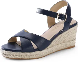 DREAM PAIRS Espadrille Dressy Wedge Sandals, Women's Platform Sandals Casual Summer, Comfortable High Heeled Wedges with Adjustable Buckle