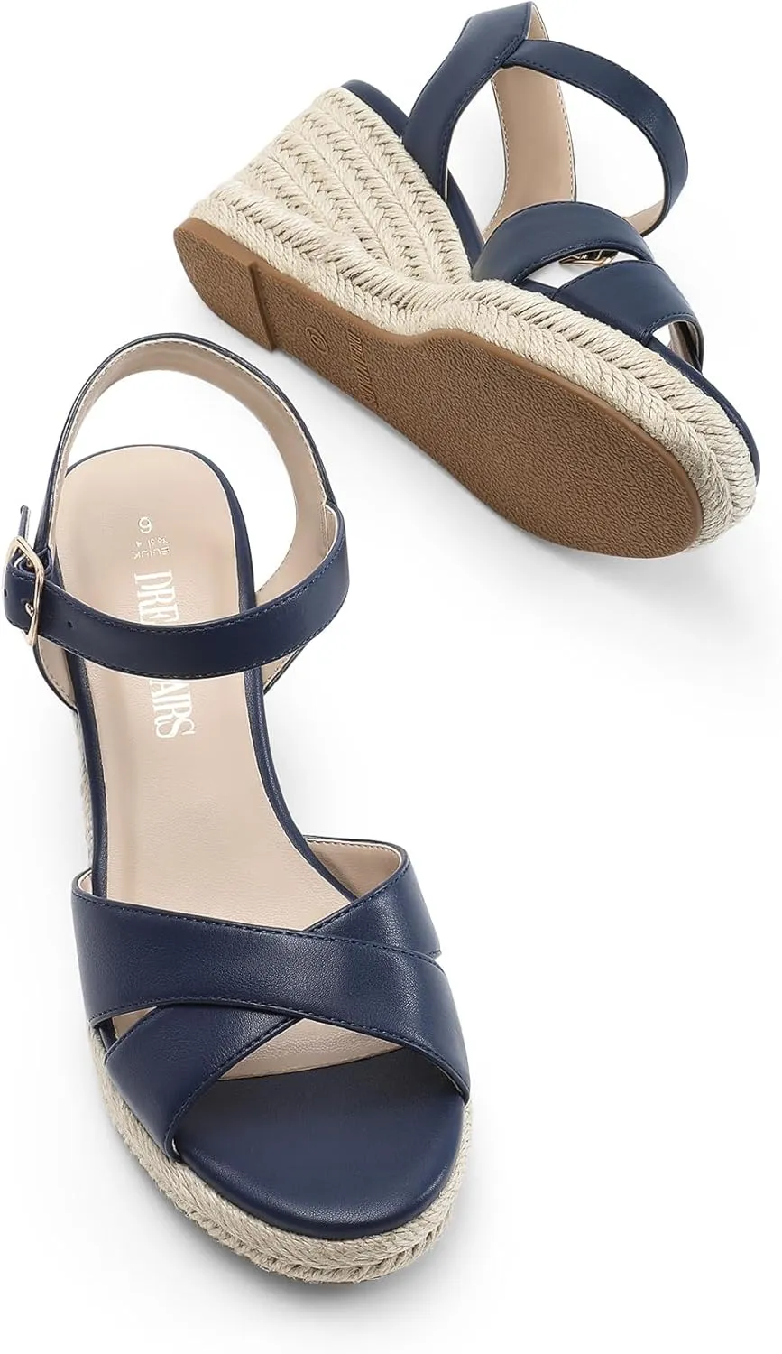 DREAM PAIRS Espadrille Dressy Wedge Sandals, Women's Platform Sandals Casual Summer, Comfortable High Heeled Wedges with Adjustable Buckle