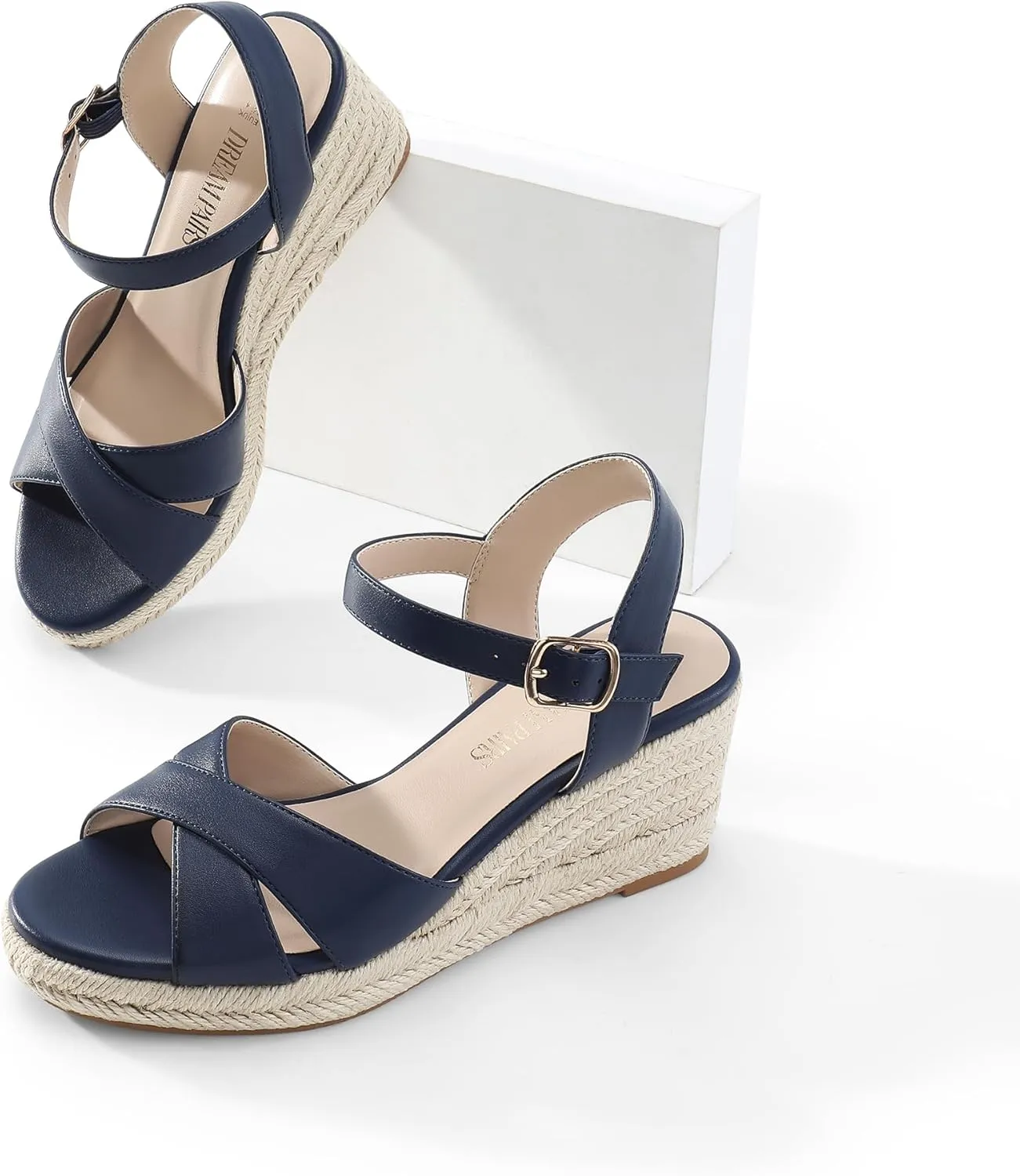 DREAM PAIRS Espadrille Dressy Wedge Sandals, Women's Platform Sandals Casual Summer, Comfortable High Heeled Wedges with Adjustable Buckle