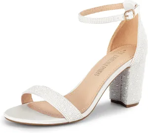 DREAM PAIRS Women's Chunk Low Heel Pump Sandals